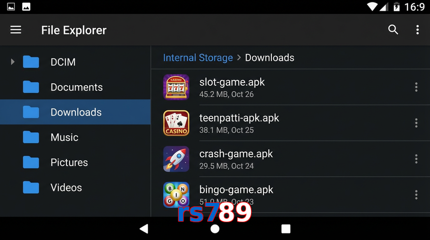 Main screen of Rs789 gameapk page for PK players